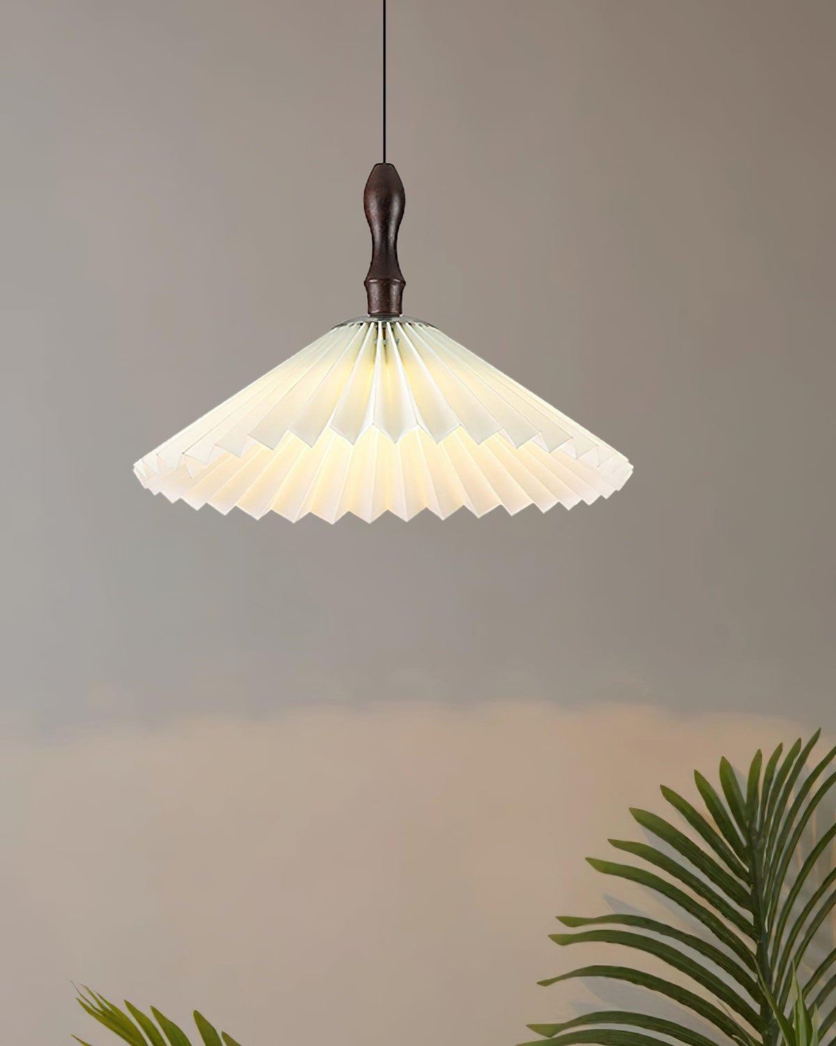 Blossom Paper Pendant Light with Wood and Iron Accents