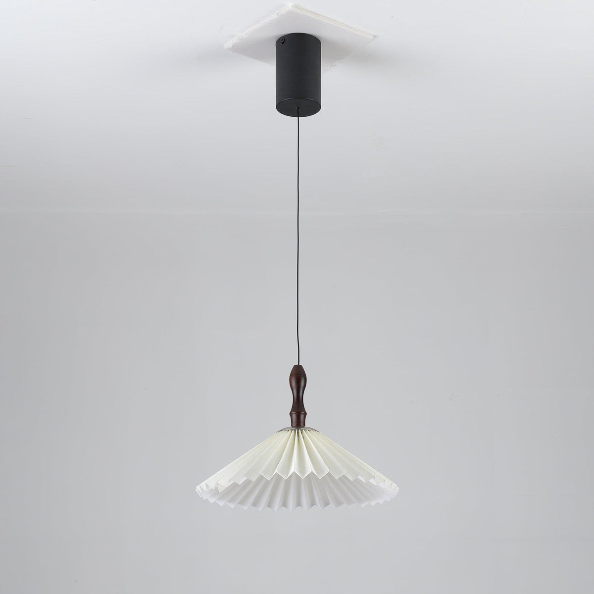 Blossom Paper Pendant Light with Wood and Iron Accents
