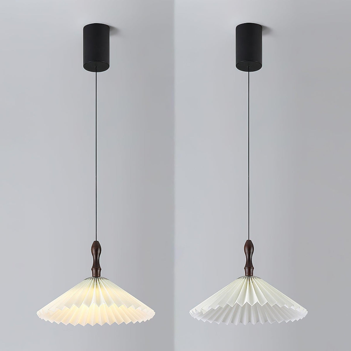 Blossom Paper Pendant Light with Wood and Iron Accents