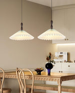 Blossom Paper Pendant Light with Wood and Iron Accents