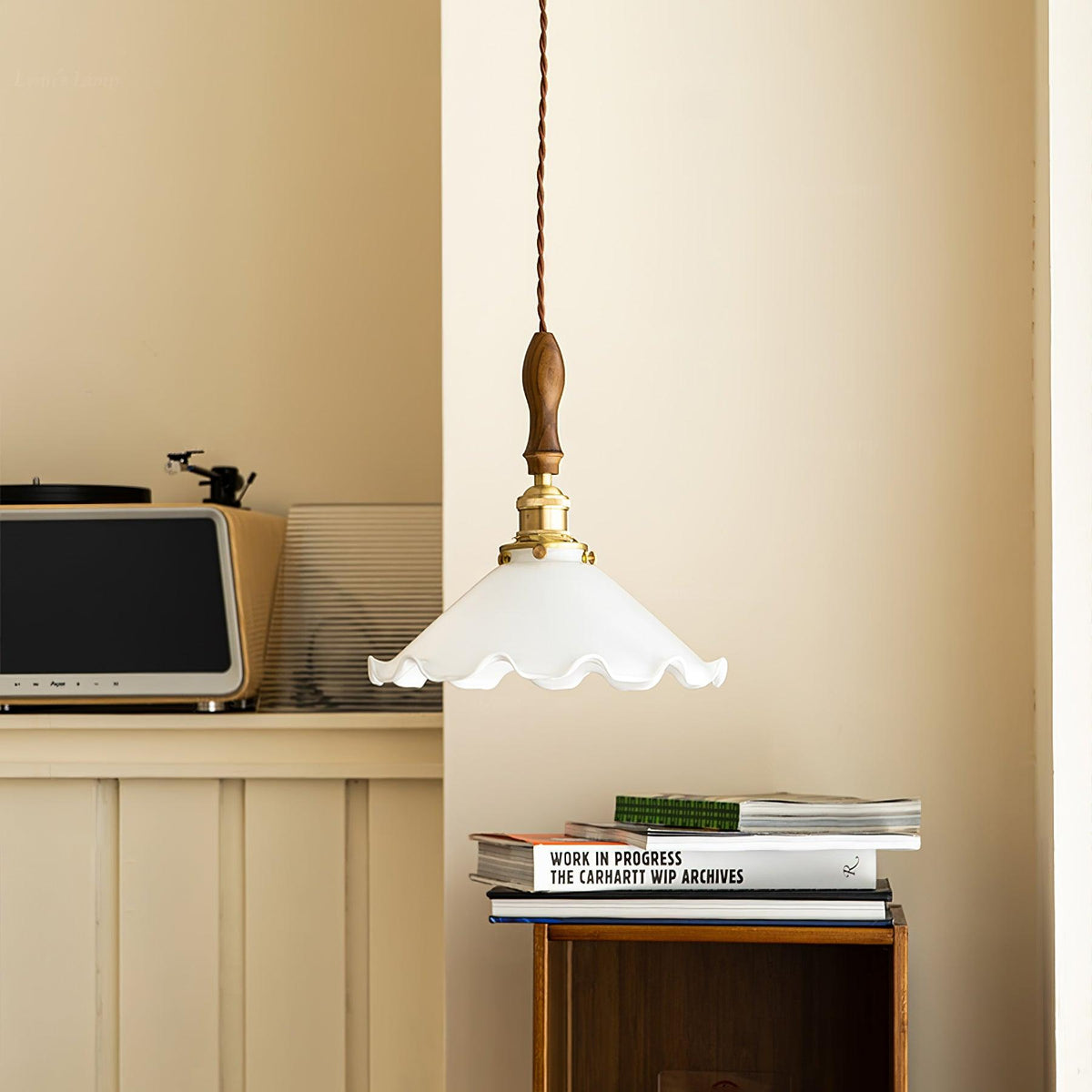 Flower Petals Swag Pendant Light — Brass & Glass Modern Hanging Lamp