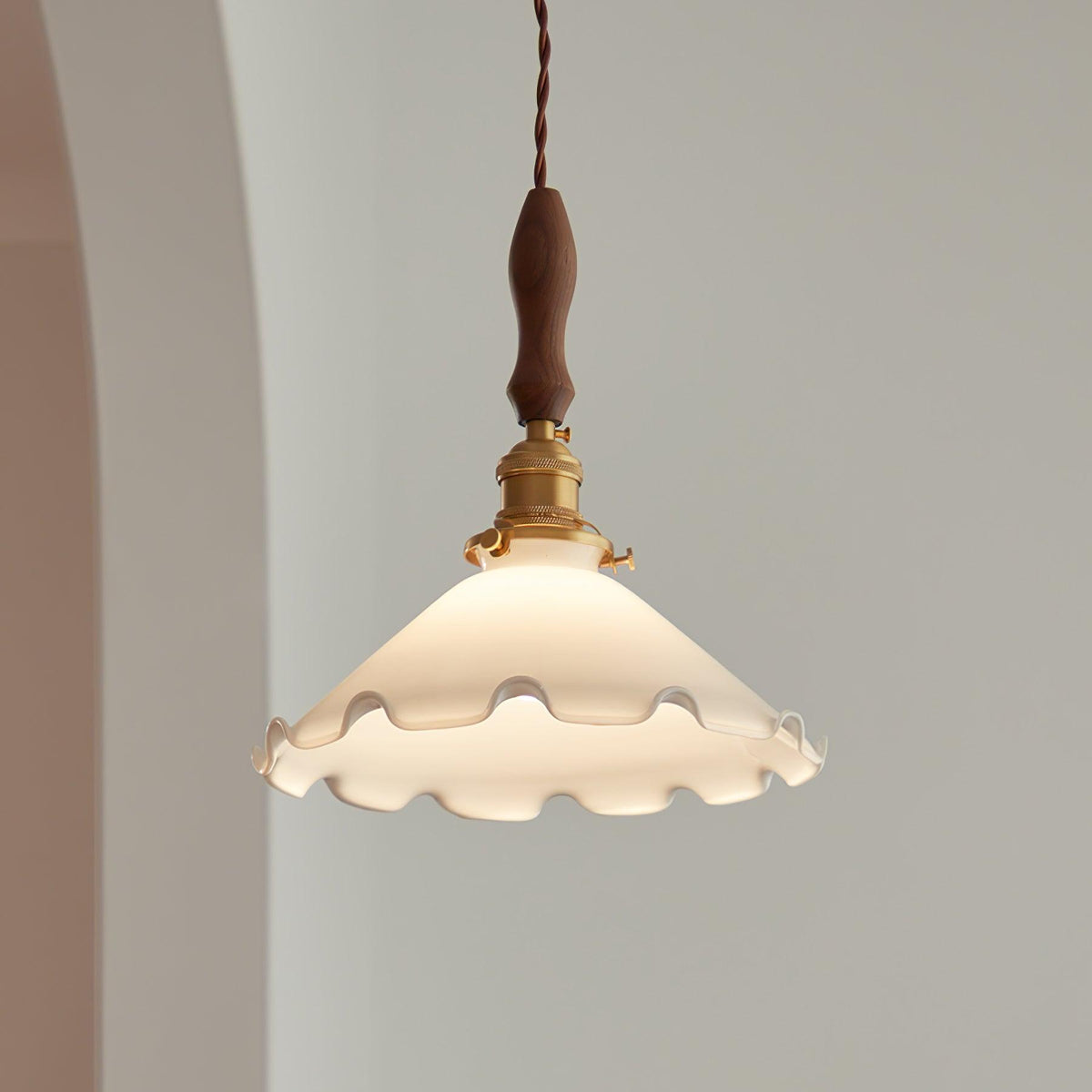 Flower Petals Swag Pendant Light — Brass & Glass Modern Hanging Lamp