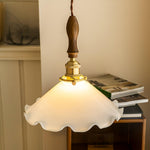 Flower Petals Swag Pendant Light — Brass & Glass Modern Hanging Lamp