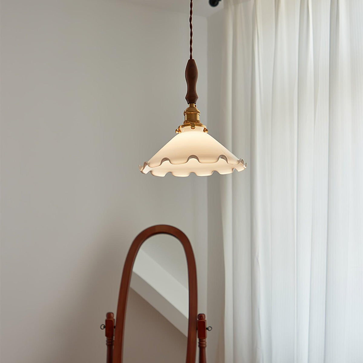 Flower Petals Swag Pendant Light — Brass & Glass Modern Hanging Lamp