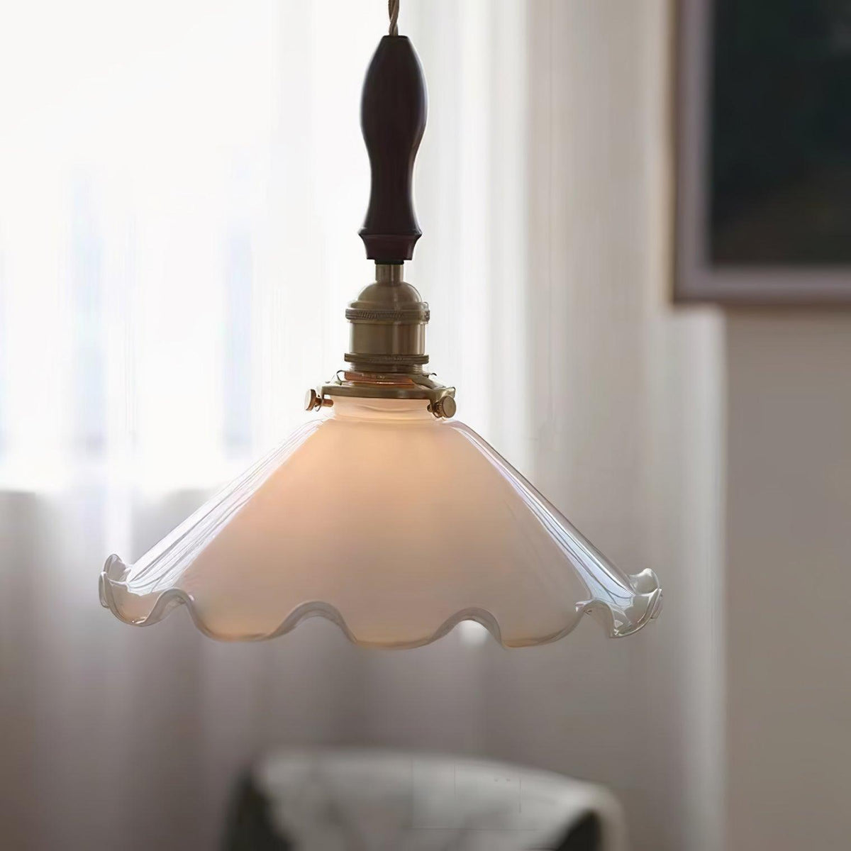 Flower Petals Swag Pendant Light — Brass & Glass Modern Hanging Lamp