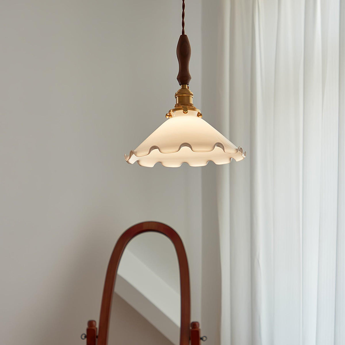Flower Petals Swag Pendant Light — Brass & Glass Modern Hanging Lamp