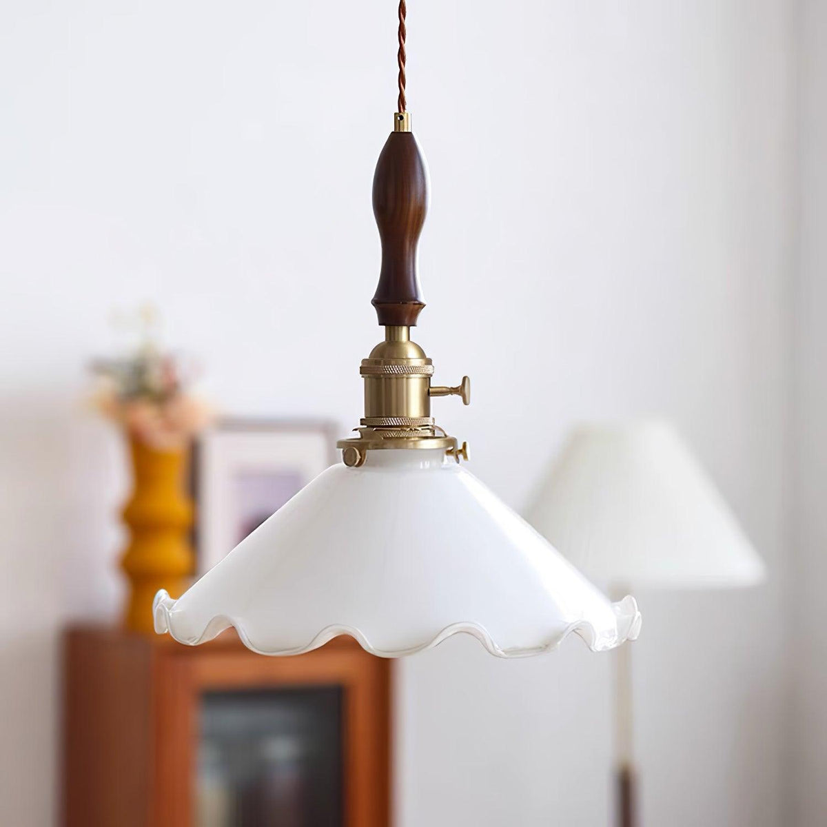 Flower Petals Swag Pendant Light — Brass & Glass Modern Hanging Lamp