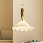 Flower Petals Swag Pendant Light — Brass & Glass Modern Hanging Lamp