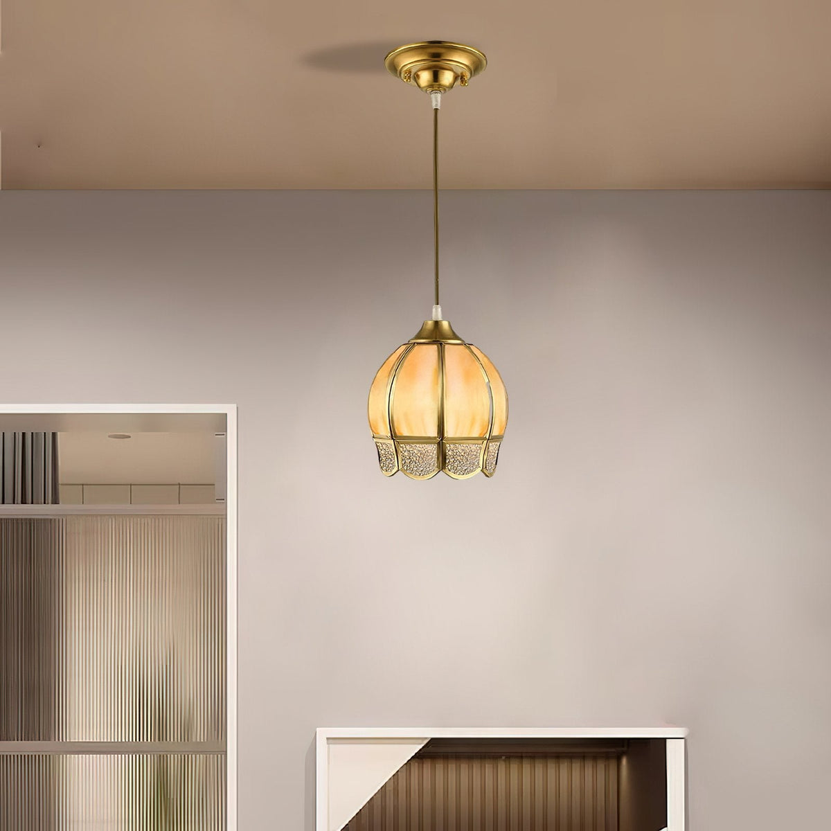 Flower Shaped Brass Pendant Light