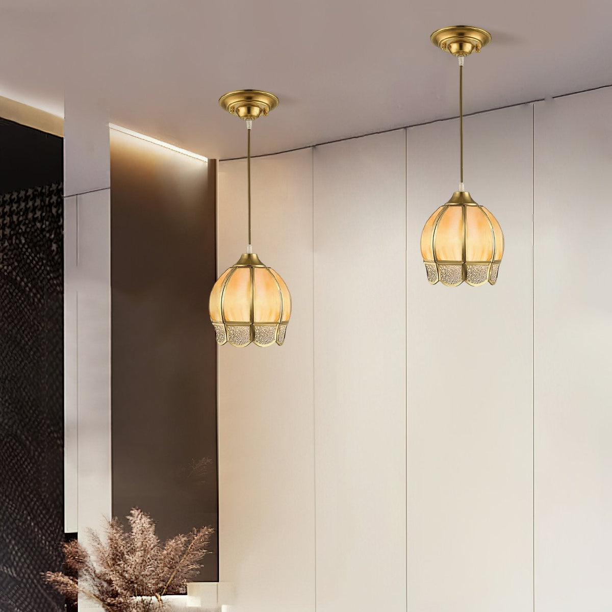Flower Shaped Brass Pendant Light
