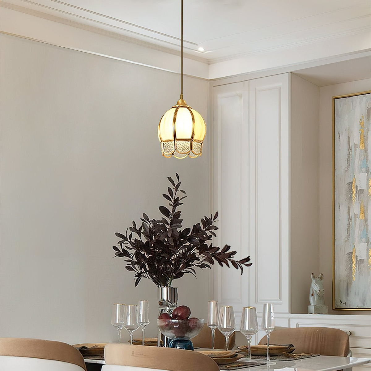 Flower Shaped Brass Pendant Light