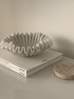 Fluted Marble Catchall Tray with Sculptural Fold Design