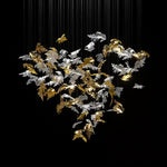 Flying Leaves Crystal Chandelier – Modern Handblown Glass Pendant Light for Dining Room and Living Room