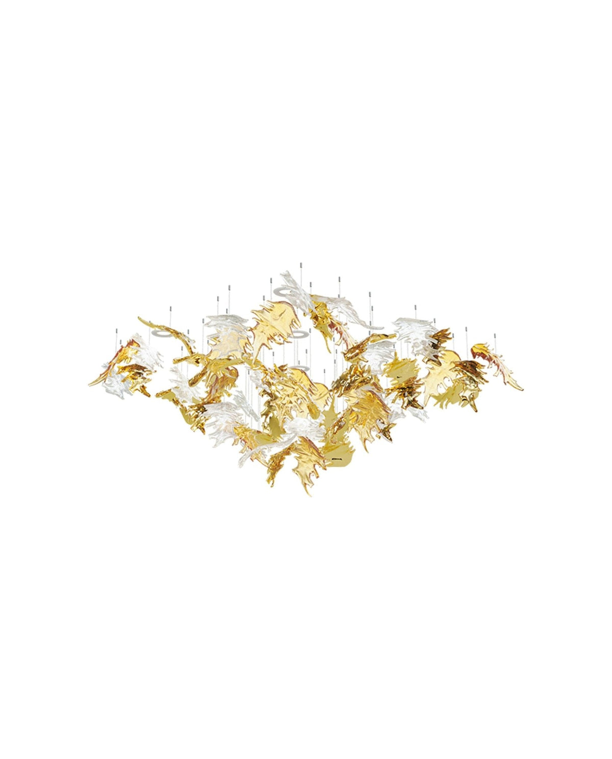Flying Leaves Crystal Chandelier – Modern Handblown Glass Pendant Light for Dining Room and Living Room