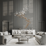 Flying Leaves Crystal Chandelier – Modern Handblown Glass Pendant Light for Dining Room and Living Room