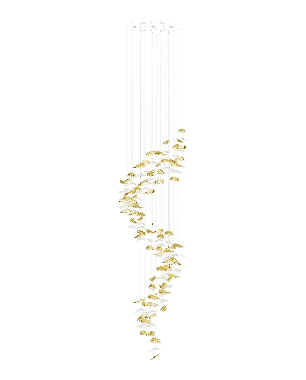 Flying Leaves Crystal Chandelier – Modern Handblown Glass Pendant Light for Dining Room and Living Room