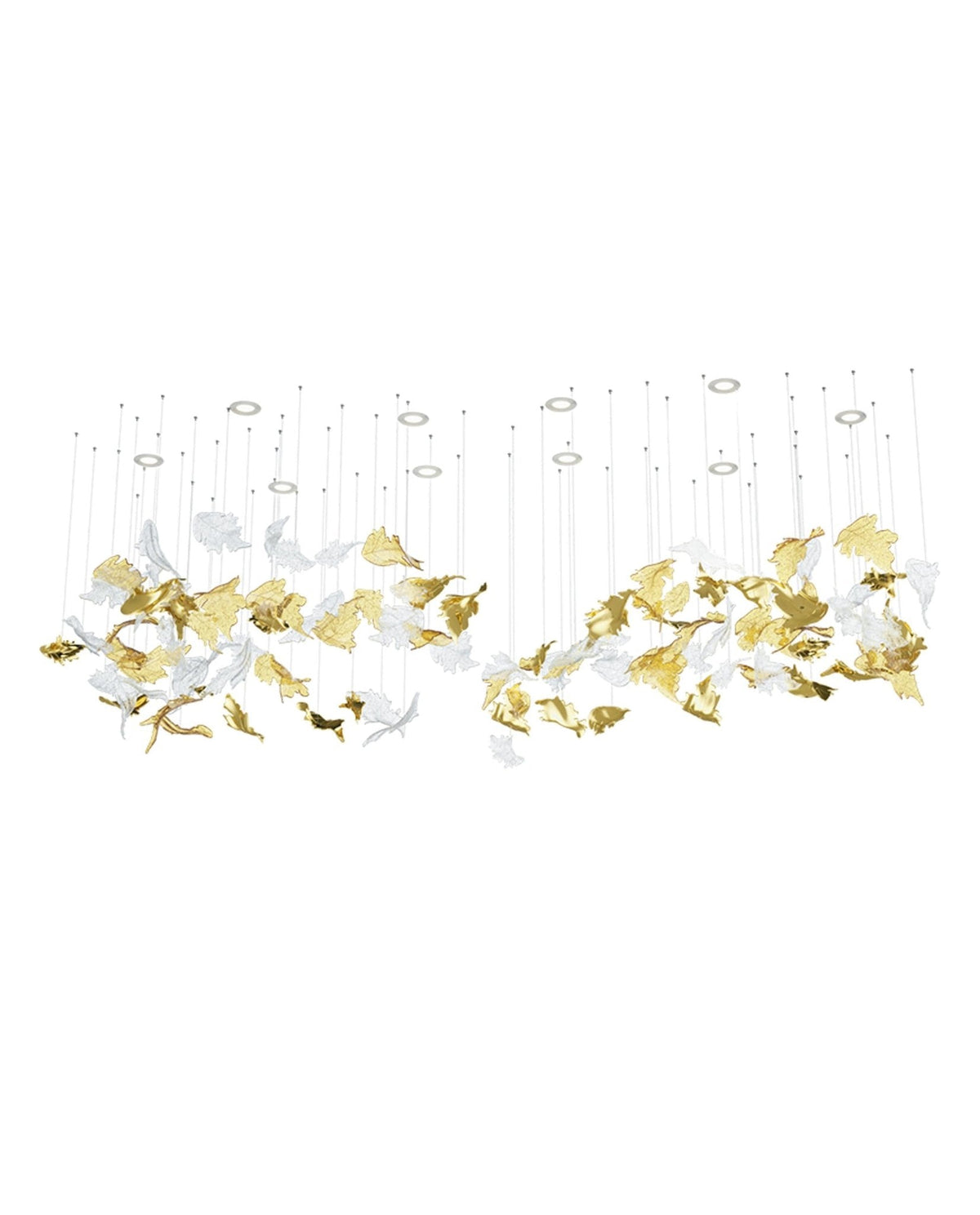 Flying Leaves Crystal Chandelier – Modern Handblown Glass Pendant Light for Dining Room and Living Room