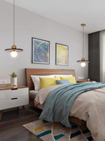 Walnut Brass Pendant Light with Glass Shade for Modern Interiors