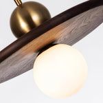 Walnut Brass Pendant Light with Glass Shade for Modern Interiors