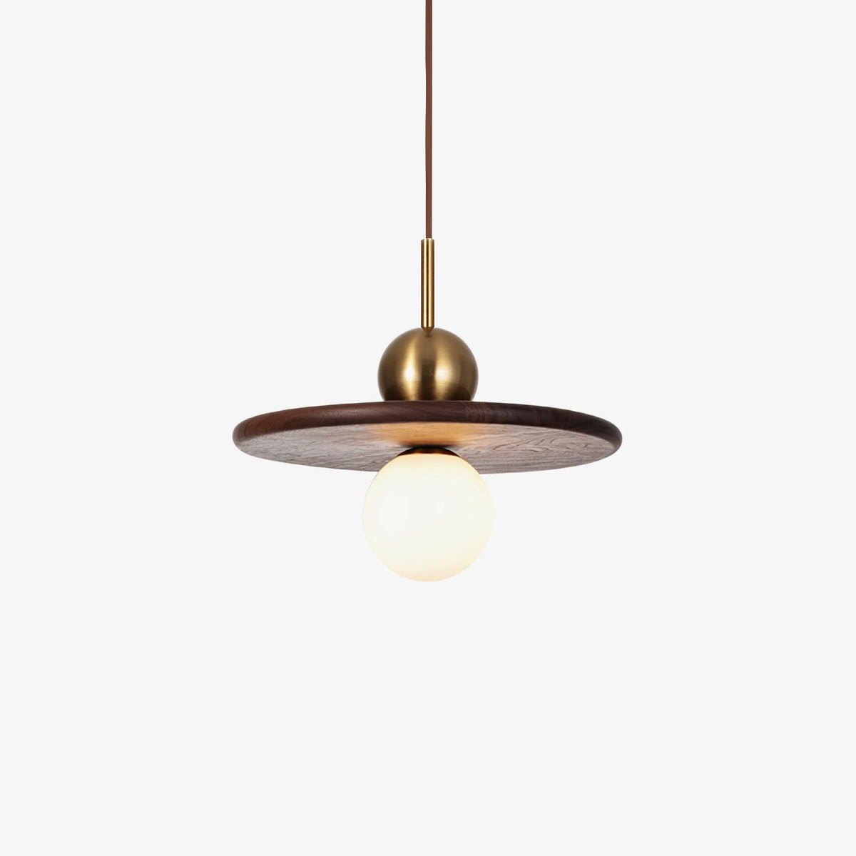 Walnut Brass Pendant Light with Glass Shade for Modern Interiors