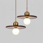 Walnut Brass Pendant Light with Glass Shade for Modern Interiors