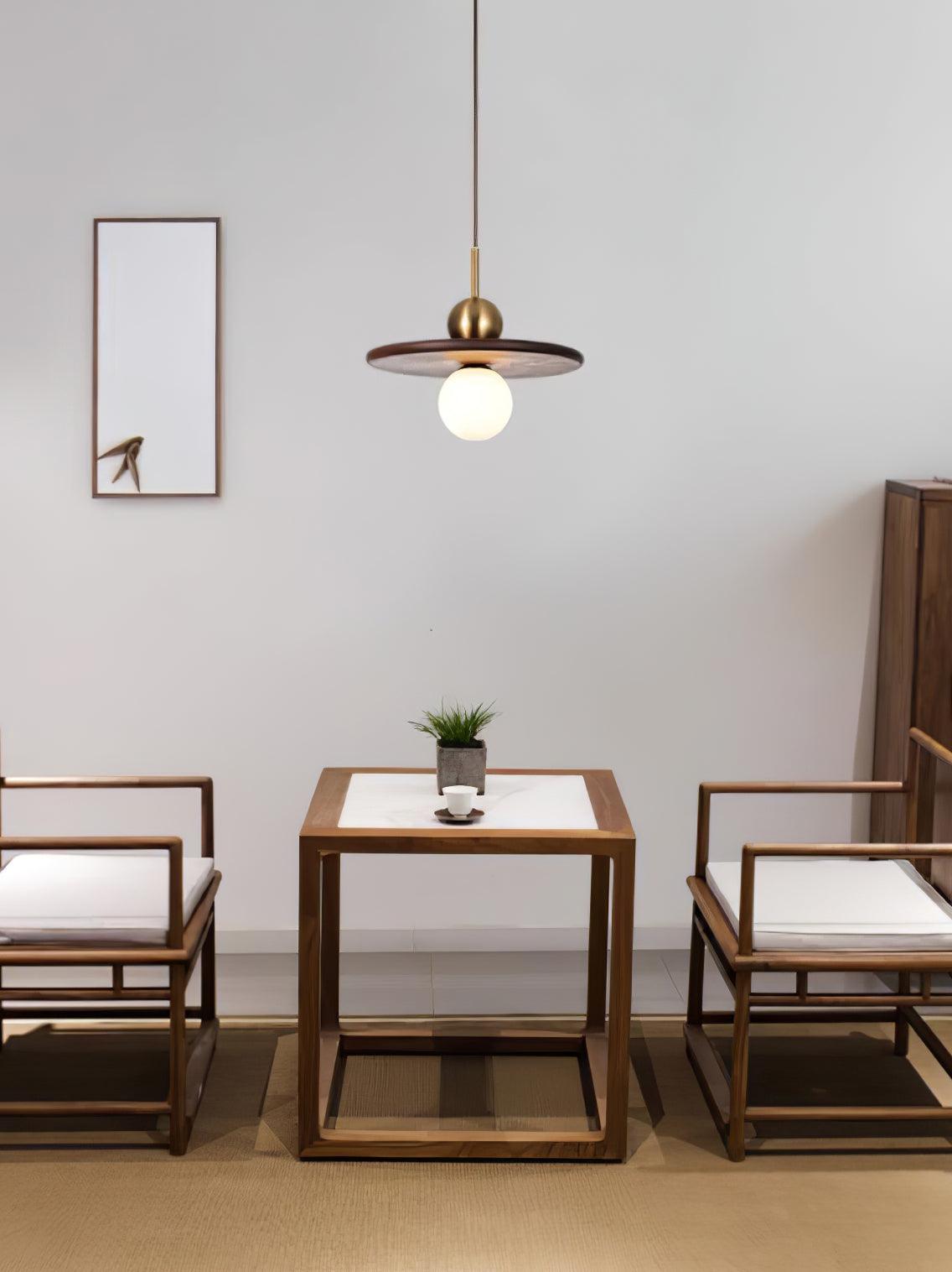 Walnut Brass Pendant Light with Glass Shade for Modern Interiors