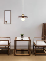 Walnut Brass Pendant Light with Glass Shade for Modern Interiors
