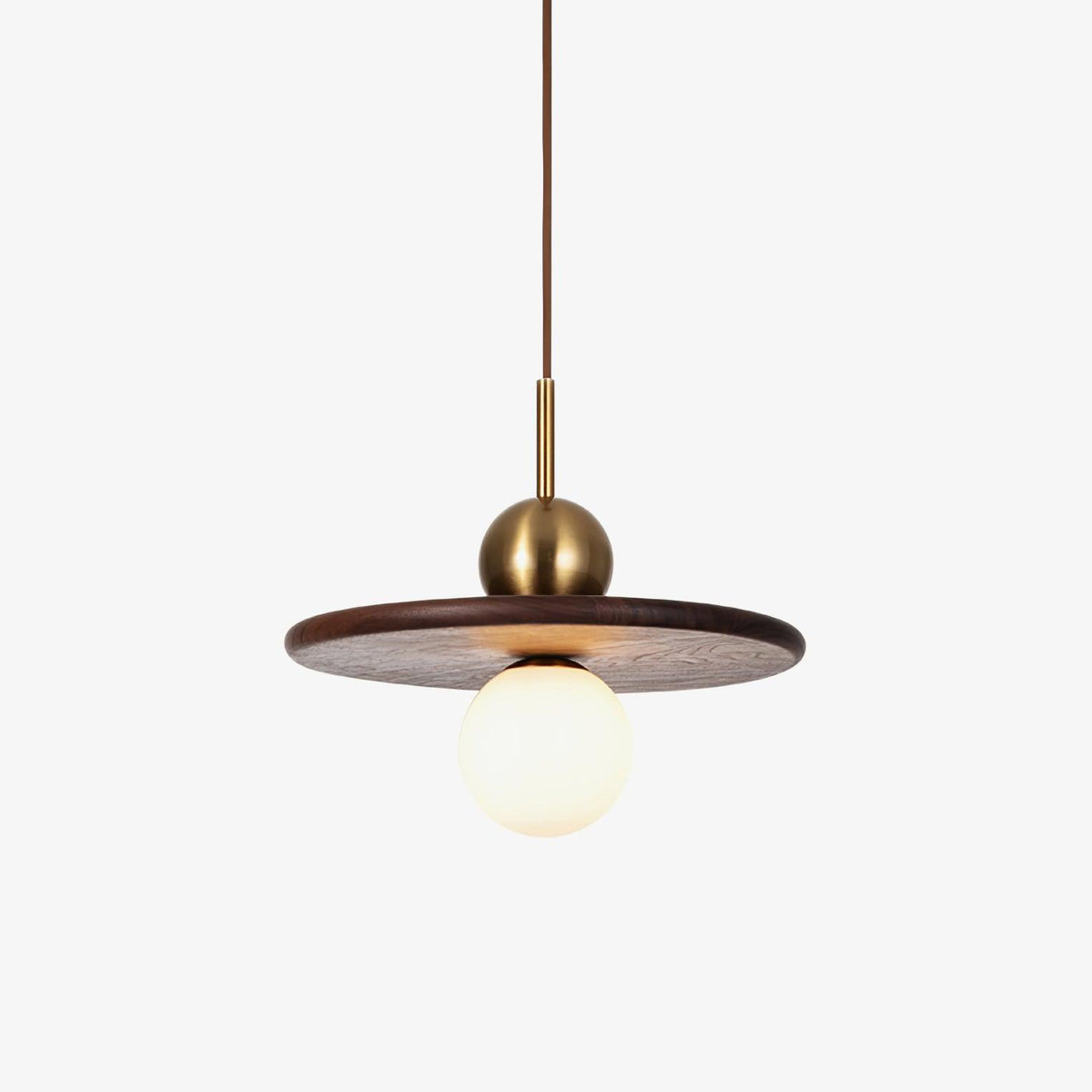 Walnut Brass Pendant Light with Glass Shade for Modern Interiors
