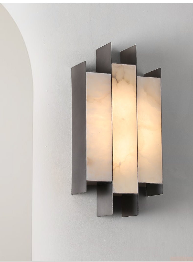 Folded Alabaster Panel Sconce — Modern Wall Light with Natural Stone