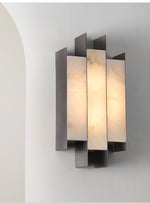 Folded Alabaster Panel Sconce — Modern Wall Light with Natural Stone