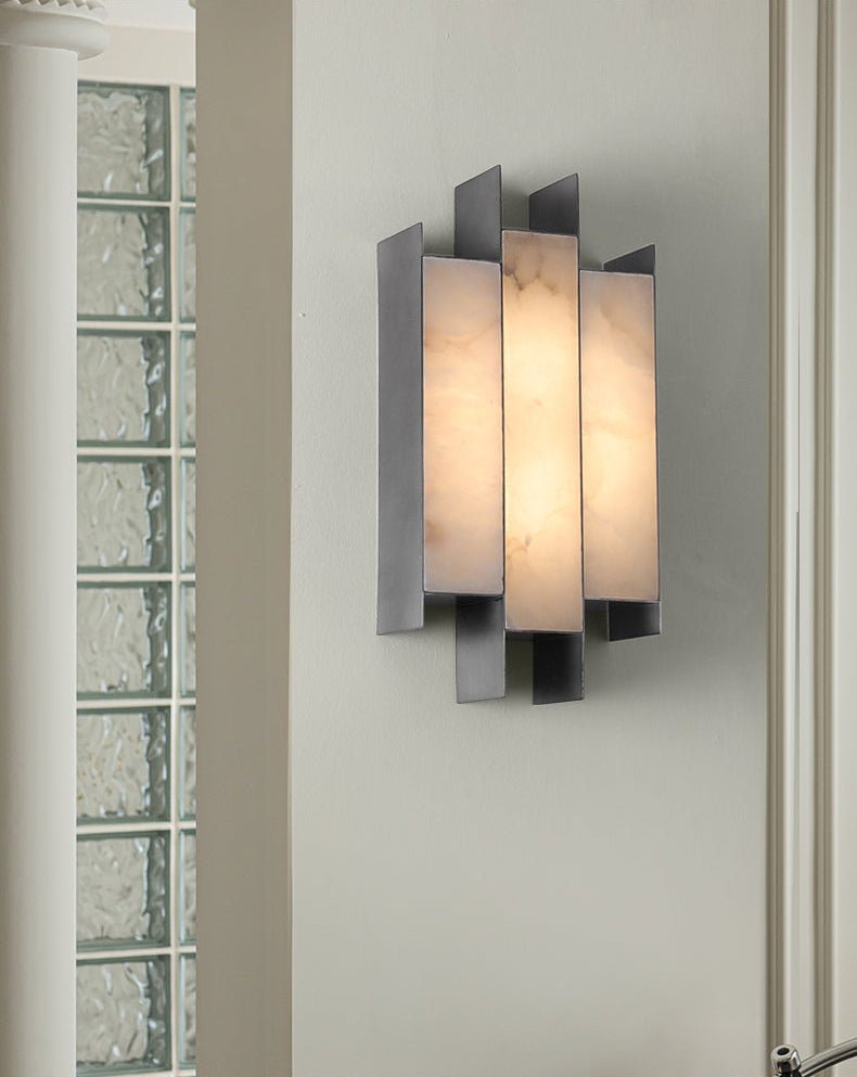 Folded Alabaster Panel Sconce — Modern Wall Light with Natural Stone