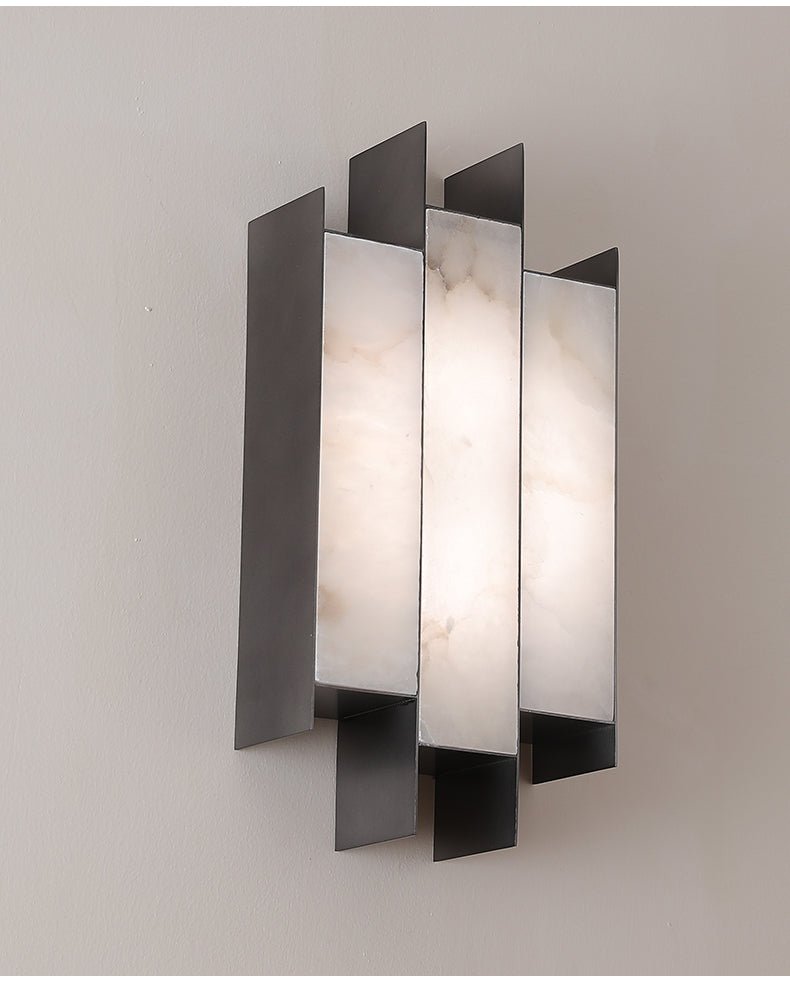 Folded Alabaster Panel Sconce — Modern Wall Light with Natural Stone