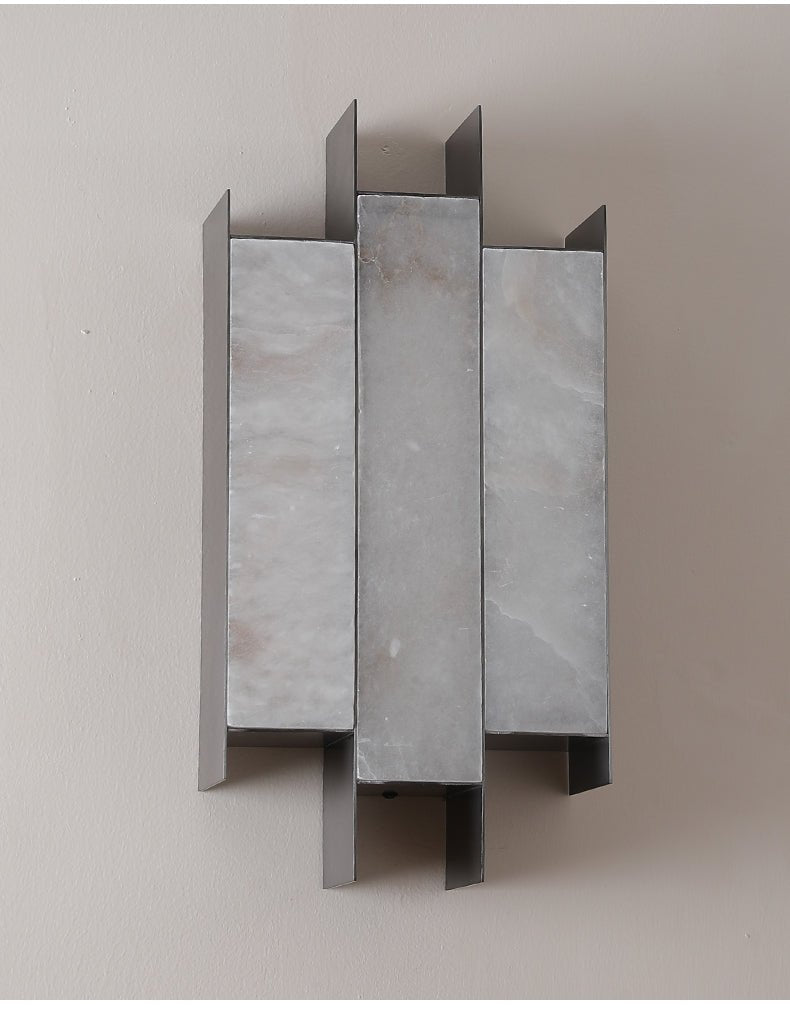 Folded Alabaster Panel Sconce — Modern Wall Light with Natural Stone