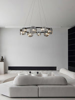 Foliole Modern Black Chandelier with Smoked Glass Shades