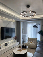 Foliole Modern Black Chandelier with Smoked Glass Shades