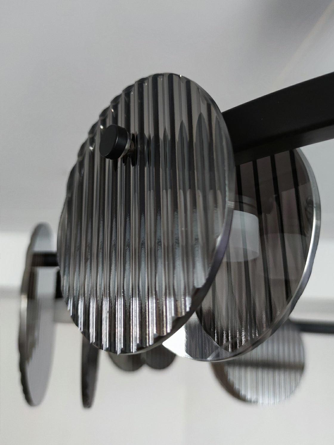 Foliole Modern Black Chandelier with Smoked Glass Shades