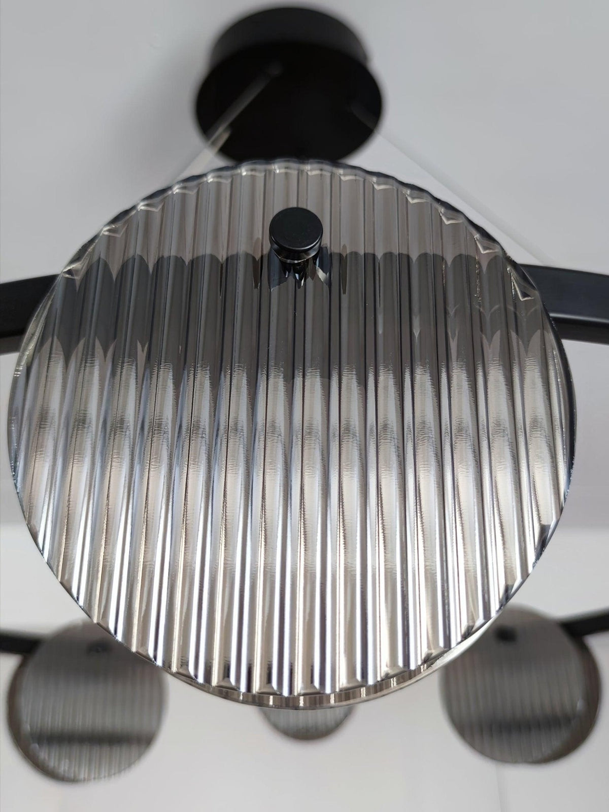 Foliole Modern Black Chandelier with Smoked Glass Shades