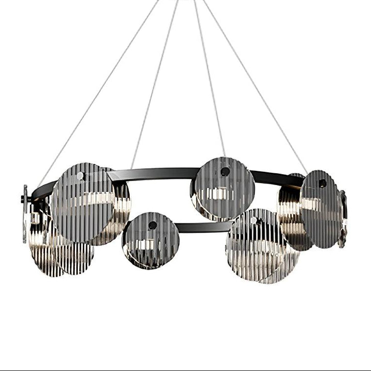 Foliole Modern Black Chandelier with Smoked Glass Shades