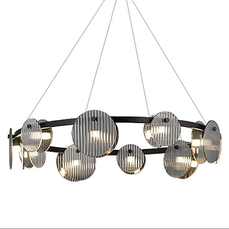 Foliole Modern Black Chandelier with Smoked Glass Shades