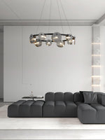 Foliole Modern Black Chandelier with Smoked Glass Shades
