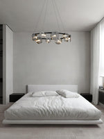 Foliole Modern Black Chandelier with Smoked Glass Shades