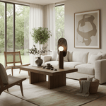 Forest Spirit Sculptural Wooden Table Lamps with Opal Glass Shades