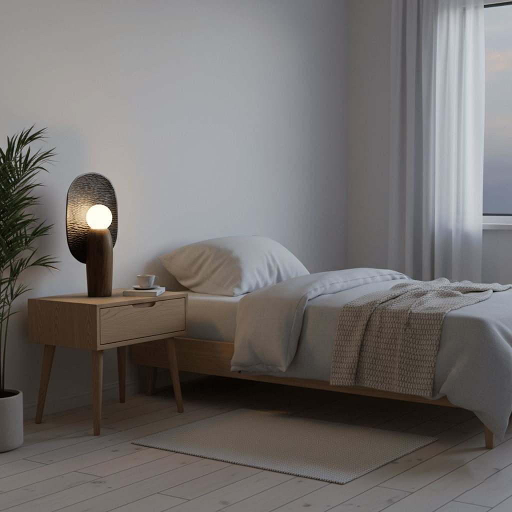 Forest Spirit Sculptural Wooden Table Lamps with Opal Glass Shades