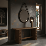 Forest Spirit Sculptural Wooden Table Lamps with Opal Glass Shades