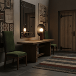 Forest Spirit Sculptural Wooden Table Lamps with Opal Glass Shades