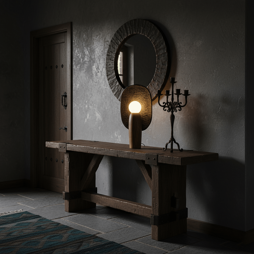 Forest Spirit Sculptural Wooden Table Lamps with Opal Glass Shades