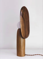 Forest Spirit Sculptural Wooden Table Lamps with Opal Glass Shades