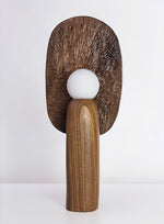 Forest Spirit Sculptural Wooden Table Lamps with Opal Glass Shades