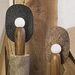 Forest Spirit Sculptural Wooden Table Lamps with Opal Glass Shades