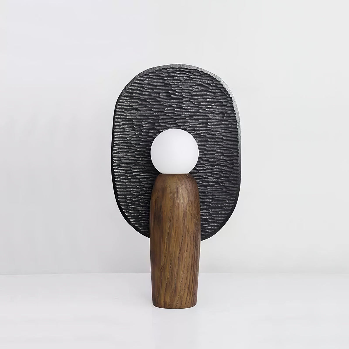 Forest Spirit Sculptural Wooden Table Lamps with Opal Glass Shades